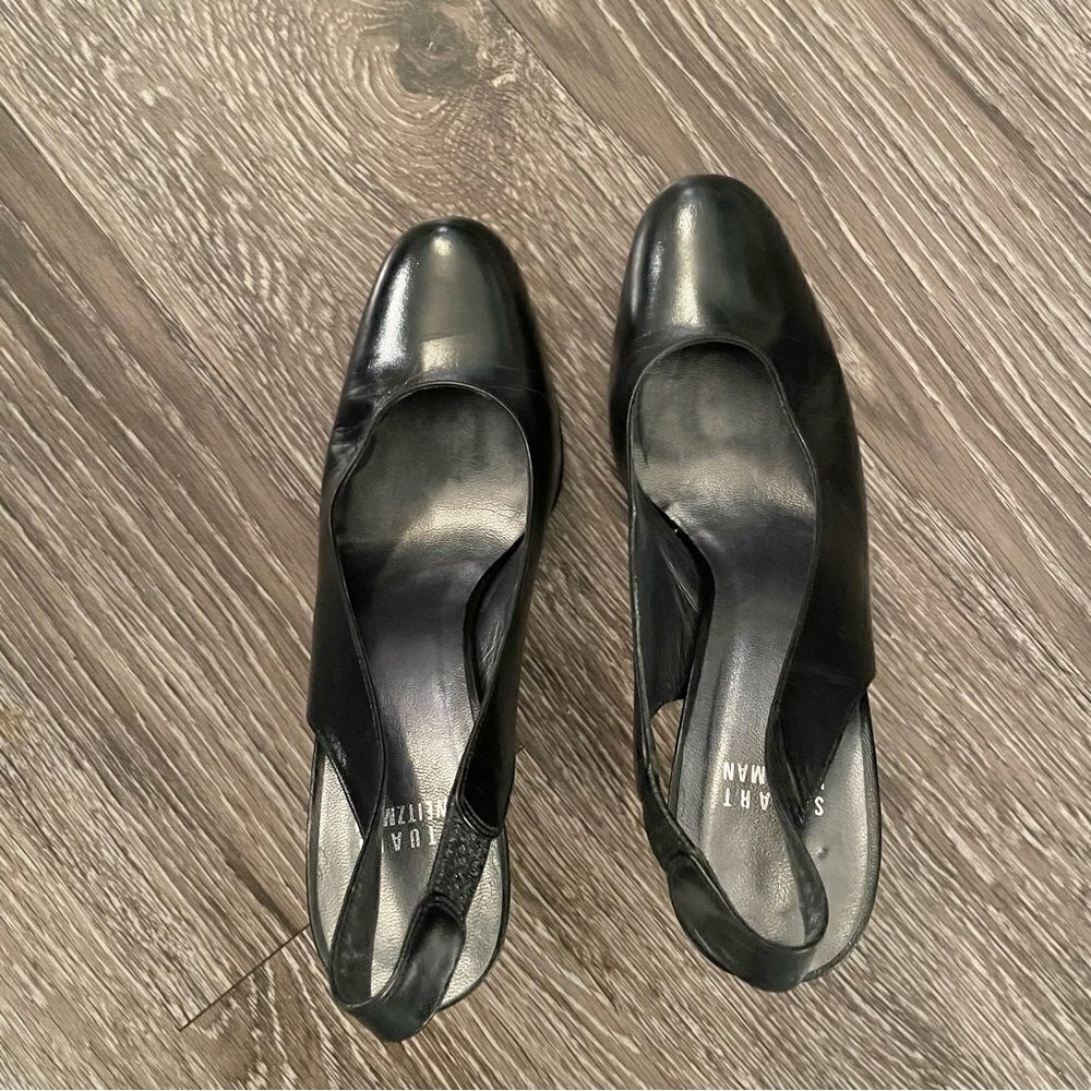 Stuart Weitzman sling back leather heel - Picture 7 of 9